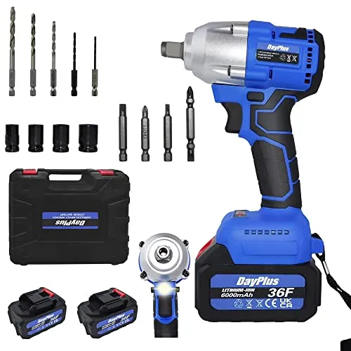 21V Brushless 1/2 Inch Impact Wrench With 2 Batteries - 420Nm Torque, Cordless Impact Driver & Drill Kit